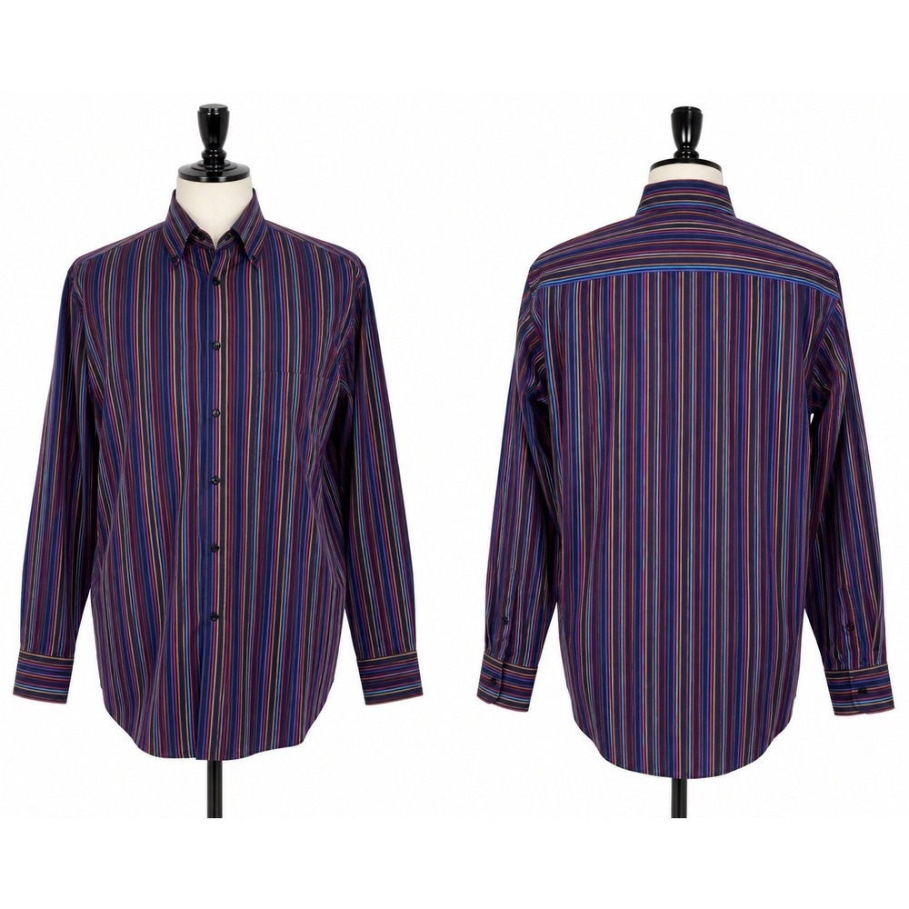 Paul & Shark Yachting Men L Multicolor Stripe Shirt Made Italy VTG